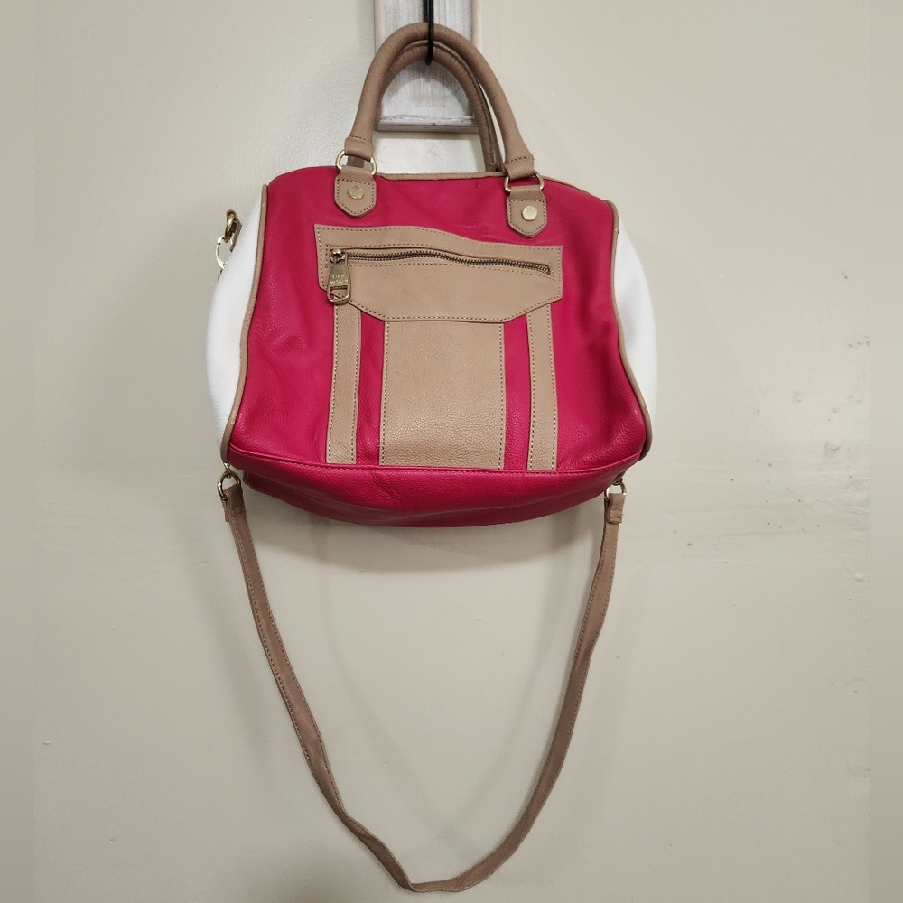 Steve Madden red,  white and tan purse